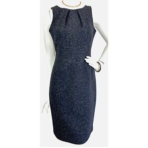 Tahari Wool Silk Sheath Dress Size XS Black Sleeveless Lined Back Zip LBD EUC